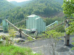 Among the many technological "fixes" that utilities are using to try to stave off global warming is "coal washing? to filter out impurities. Pictured here is a now-decommissioned coal washing facility located in Clay County, Eastern Kentuck