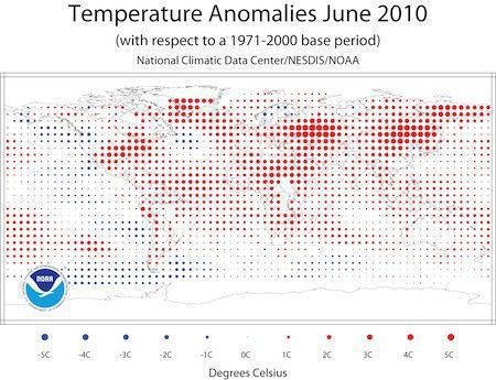 Temperature anomalies for June 2010 - courtesy NOAA