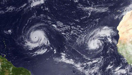 Igor and Julia active simultaneously in the Atlantic